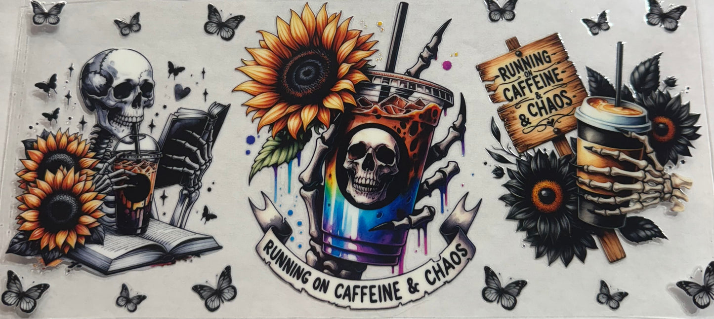 uvdtf transfer wrap Skull coffee sunflowers