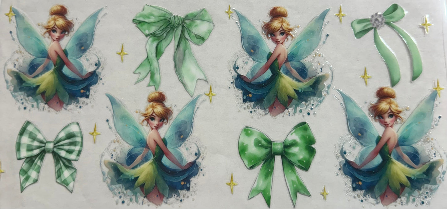 uvdtf transfer wrap Tinkerbell and bows