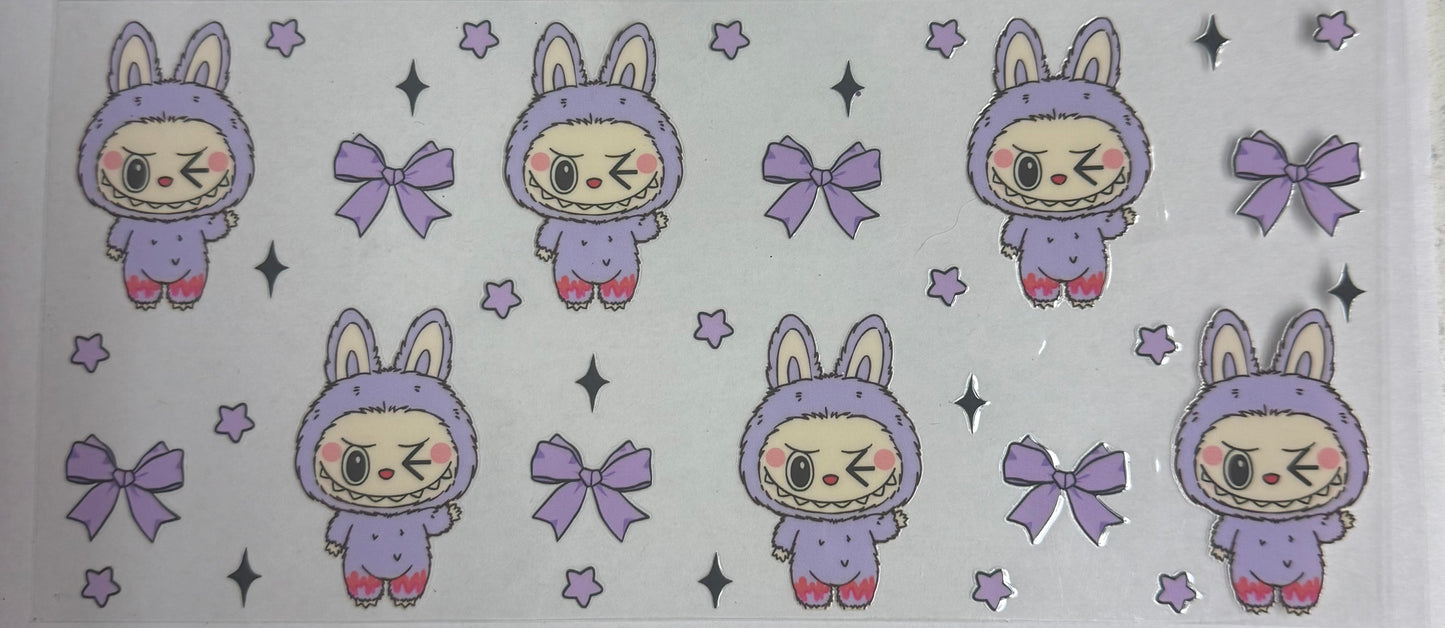 Cup wraps uvdtf purple labubu bows