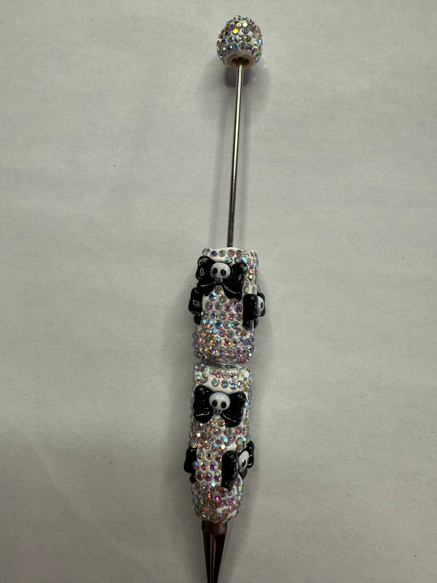 Beadable pens just the pen Full rhinestone black bow with skull