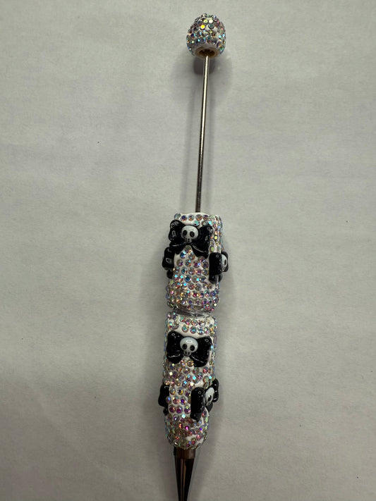 Beadable pens just the pen Full rhinestone black bow with skull