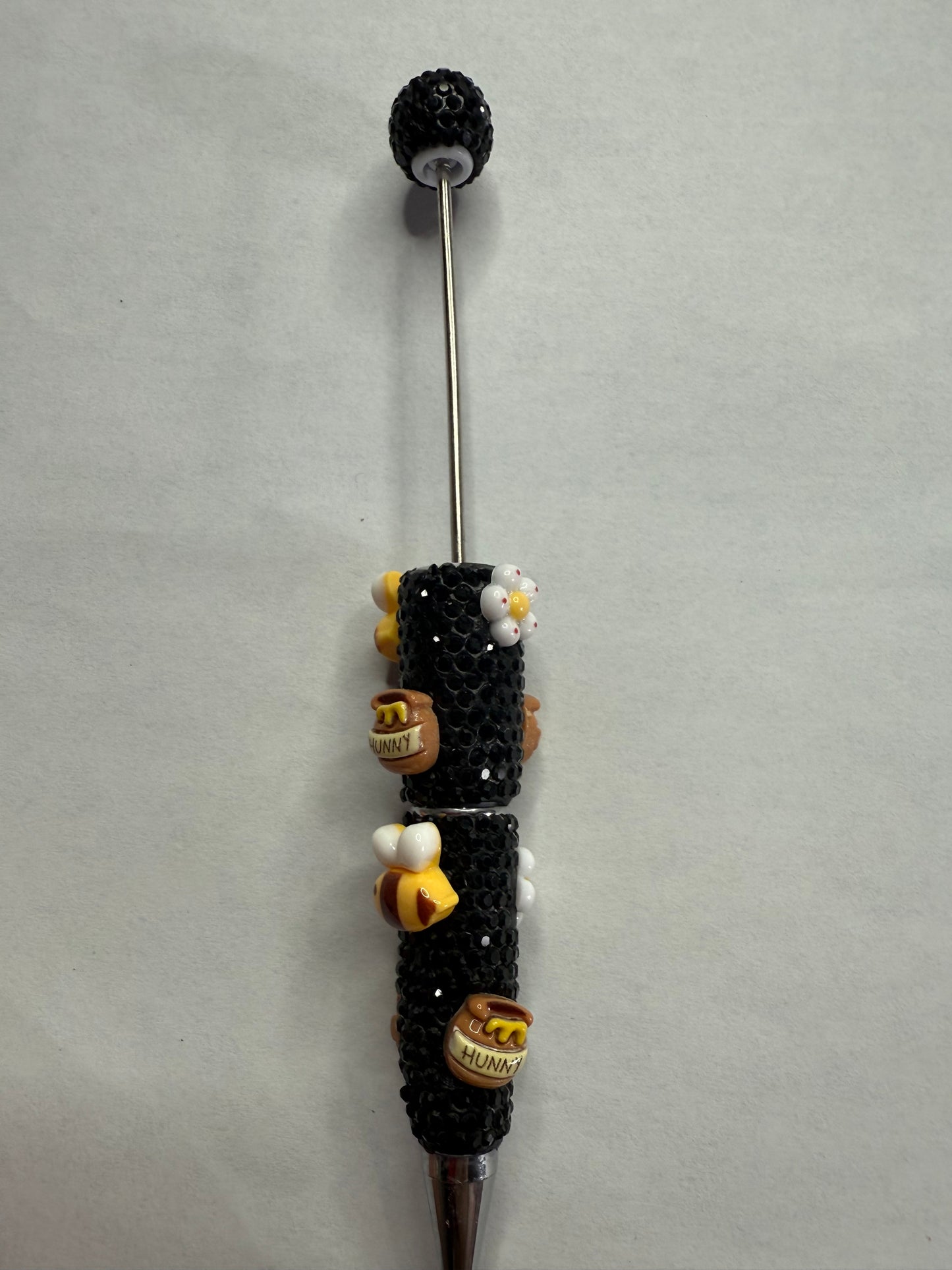 Beadable pens just the pen Black rhinestone honey pots bee and flowers