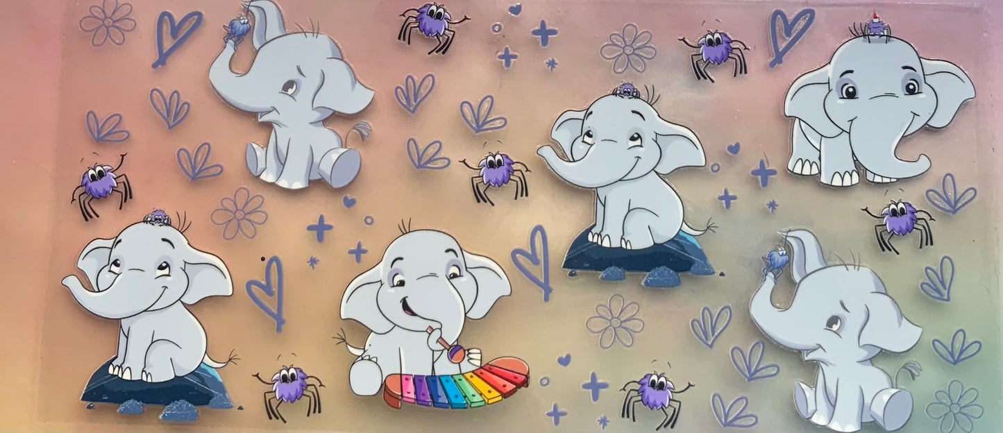 uvdtf transfer wrap elephants playing