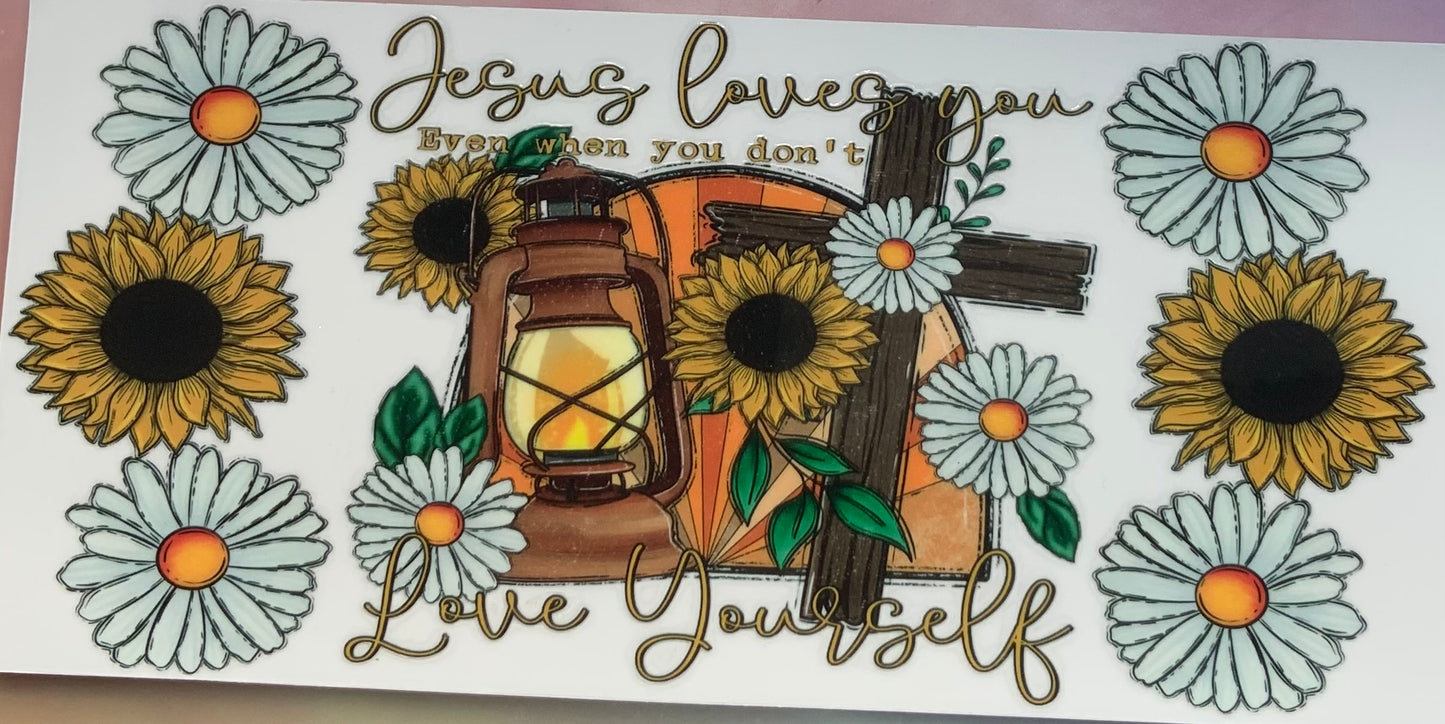 uvdtf transfer wrap faith cross lantern sunflower