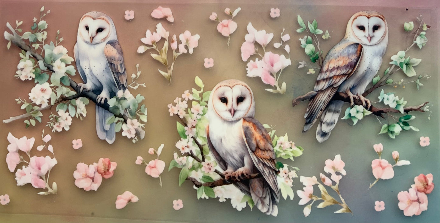 uvdtf transfer wrap owls floral