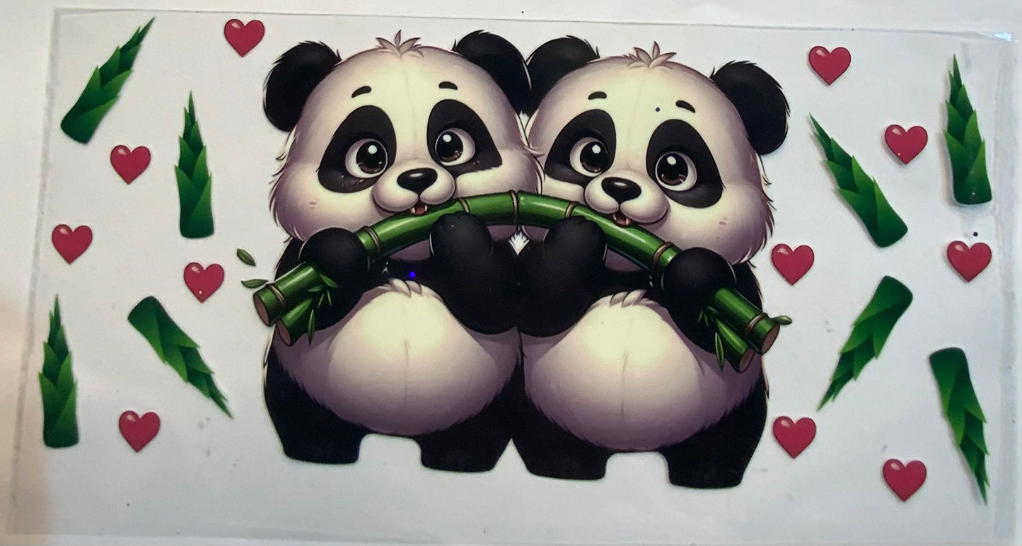 uvdtf transfer wrap panda bears with bamboo