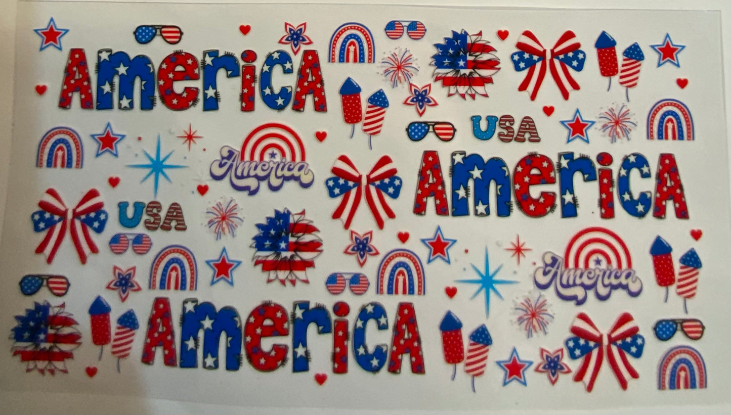 uvdtf transfer wrap Americana 4th of July theme
