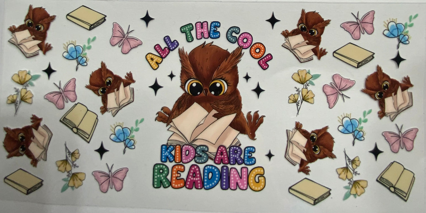 Cup wraps uvdtf Owl reading books