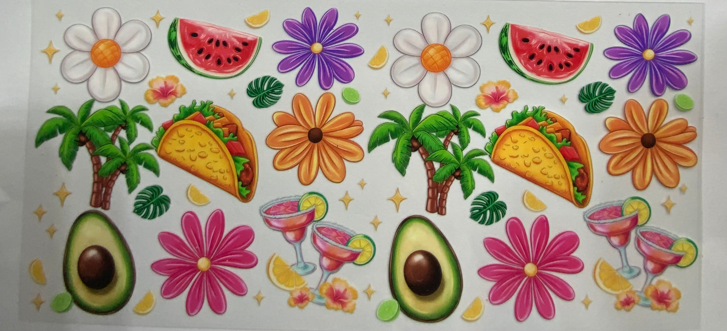 Cup wraps uvdtf tropical tacos margarita floral watermelon