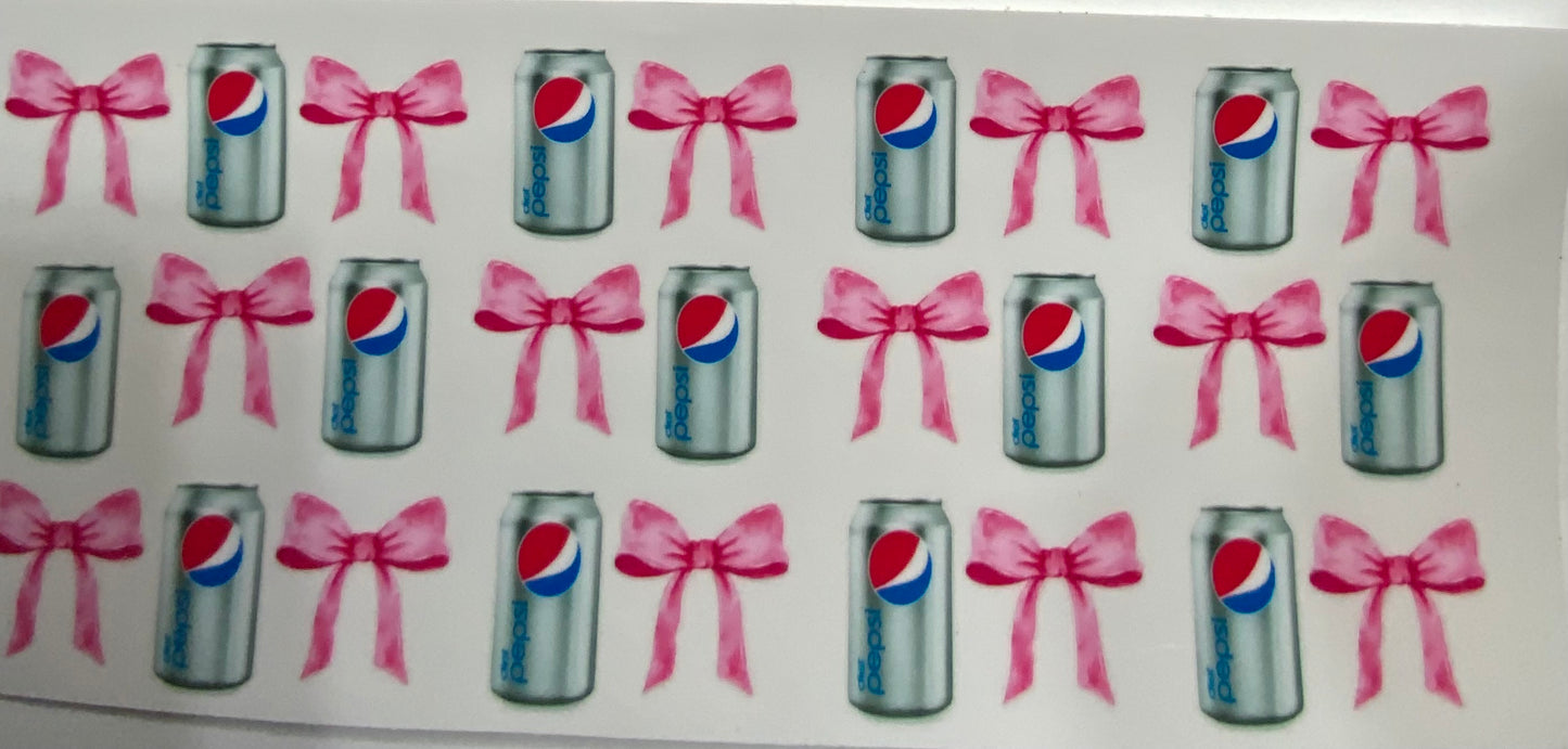Cup wraps uvdtf Diet Pepsi with pink bows