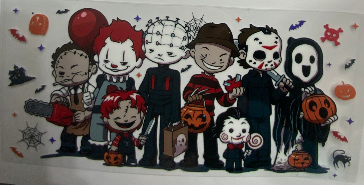 Cup wraps uvdtf Halloween cartoon scary guys together