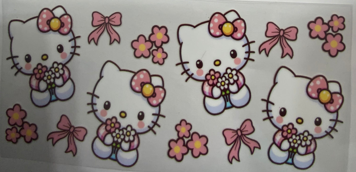 Cup wraps uvdtf Hello kitty pink floral bows