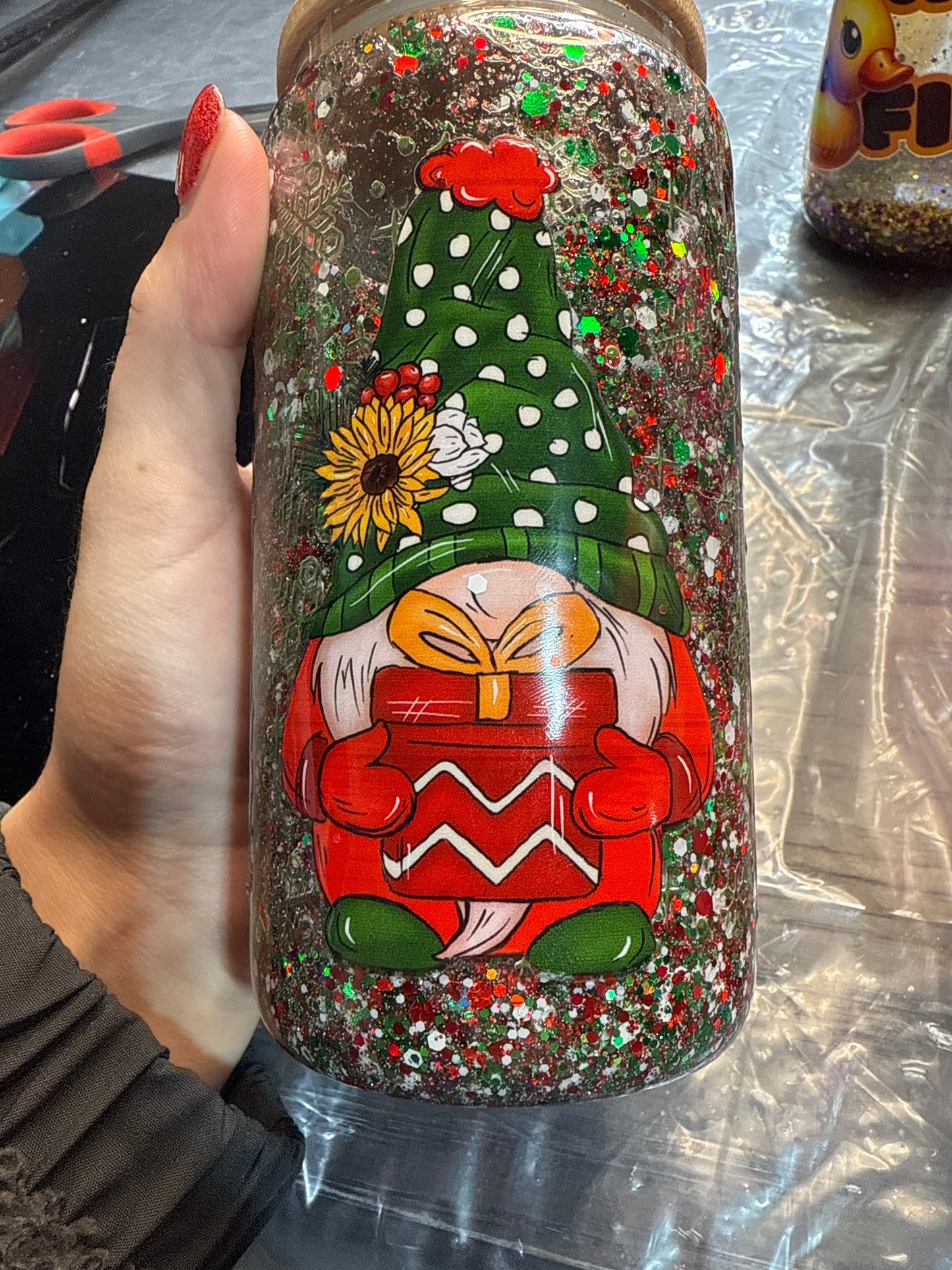 Already made snow globe tumbler