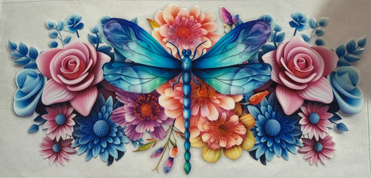 uvdtf  transfer wrap Dragonfly floral