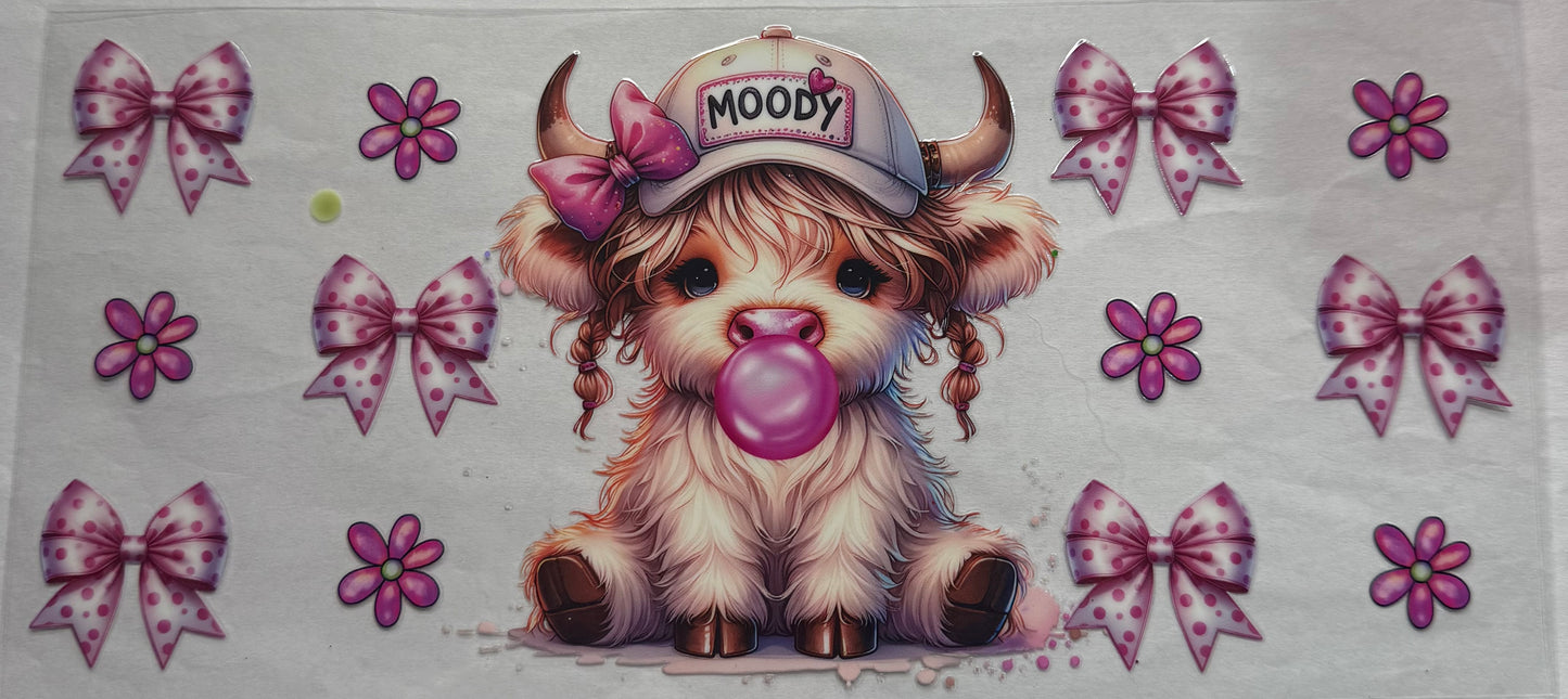 uvdtf  transfer wrap Moody highland cow