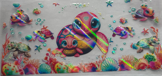 uvdtf  transfer wrap Holo mom and baby turtle