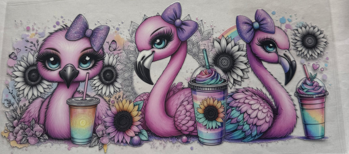 uvdtf  transfer wrap Flamingos with drink