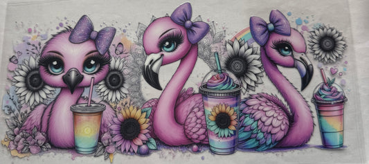uvdtf  transfer wrap Flamingos with drink