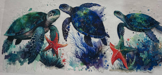 uvdtf  transfer wrap Blue turtles