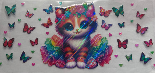uvdtf  transfer wrap holo rainbow cat