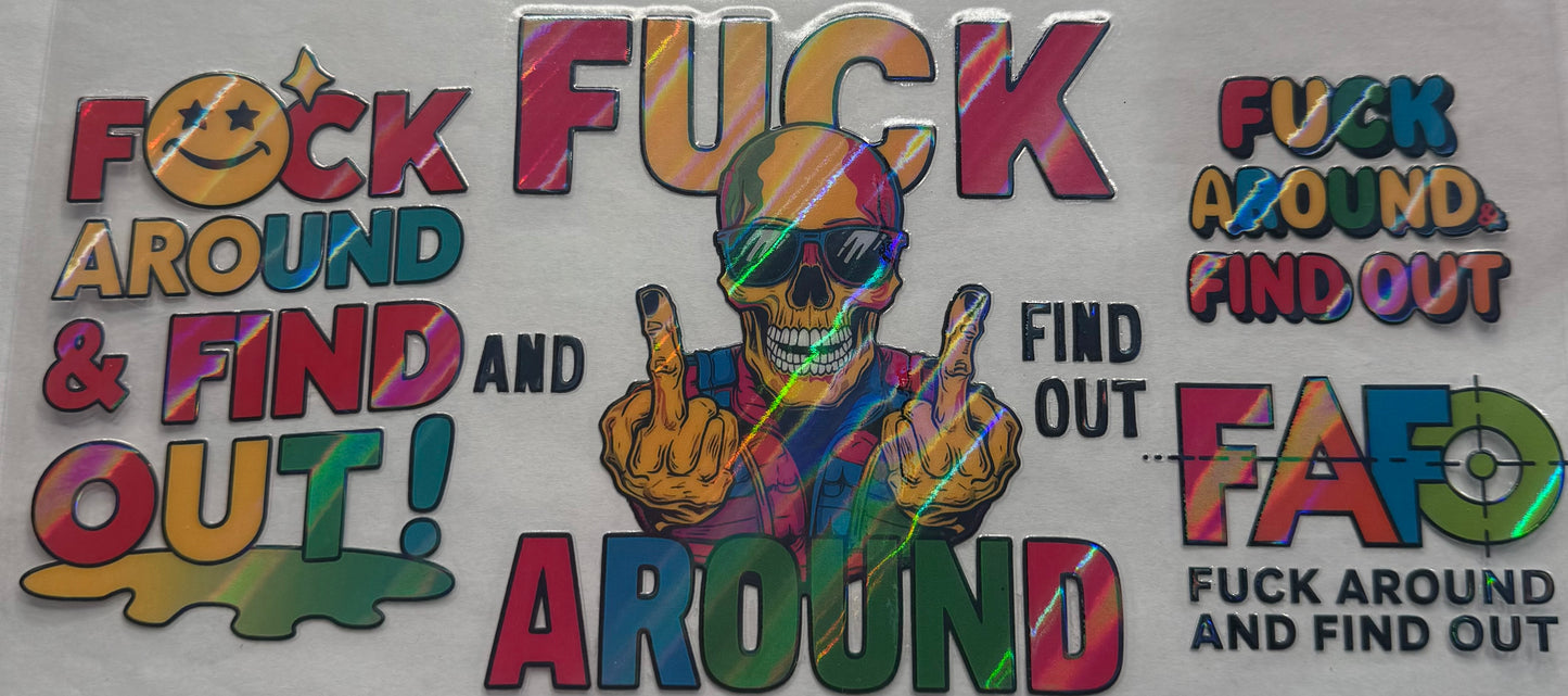 uvdtf  transfer wrap holo red skull fuck around