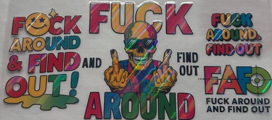 uvdtf  transfer wrap holo red skull fuck around