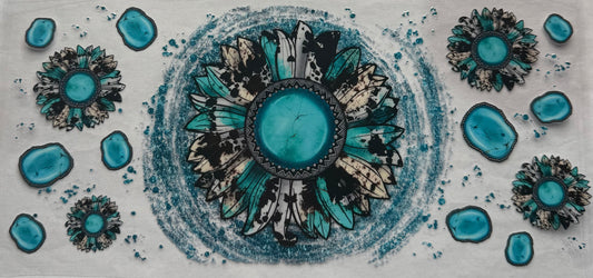 uvdtf  transfer wrap teal western sunflower