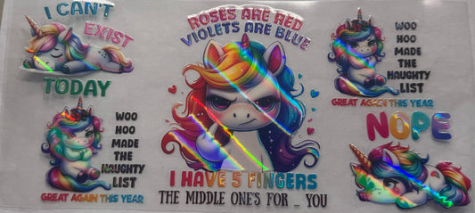 uvdtf  transfer wrap holo naughty unicorn