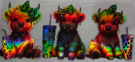 uvdtf  transfer wrap holo three  Highland cows with coffees