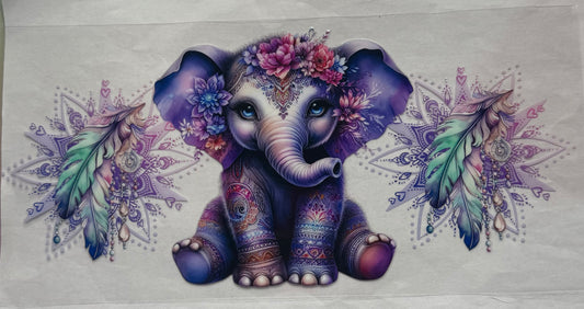 uvdtf  transfer wrap elephant with feathers