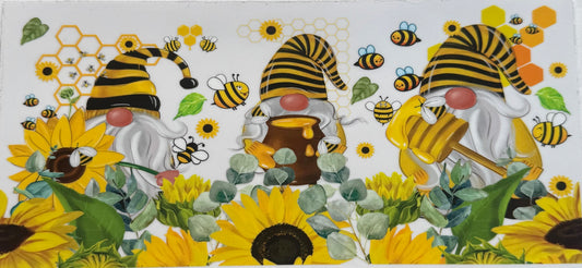 uvdtf  transfer wrap bee gnomes  with sunflower