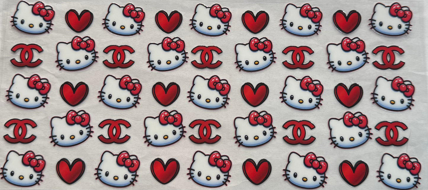uvdtf  transfer wrap red hello kitty with Chanel and hearts