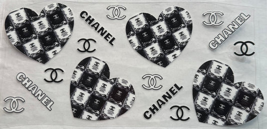 uvdtf  transfer wrap black and white Chanel hearts