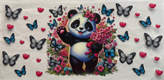 uvdtf  transfer wrap panda bear with butterfly’s floral