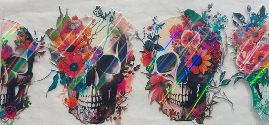 uvdtf  transfer wrap holo floral skulls heads