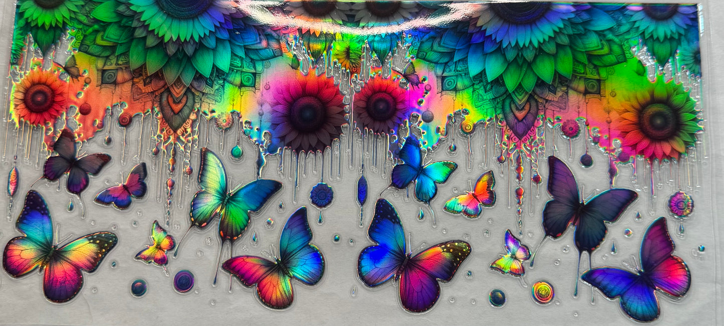 uvdtf  transfer wrap holo sunflower butterfly’s