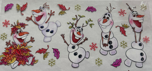 uvdtf  transfer wrap Disney Olaf playing in leaves