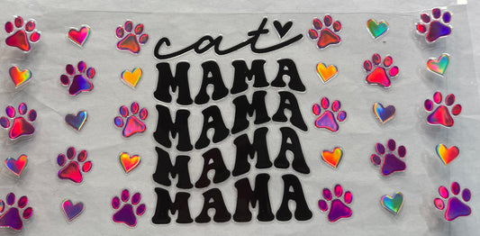 uvdtf  transfer wrap holo cat mama with paw prints