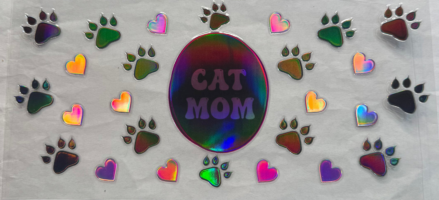 uvdtf  transfer wrap holo cat mom paw prints