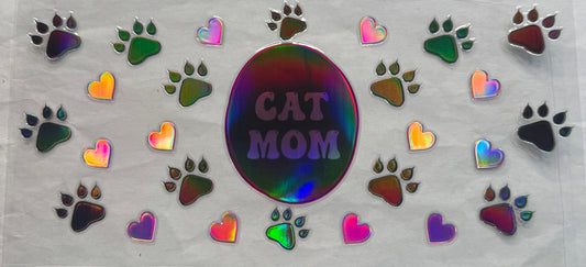 uvdtf  transfer wrap holo cat mom paw prints