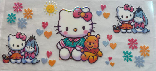 uvdtf  transfer wrap hello kitty with  Winnie the Pooh