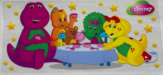 uvdtf  transfer wrap Barney at table
