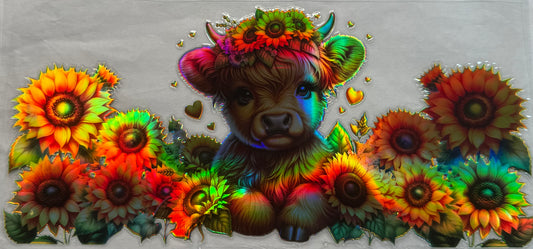 uvdtf  transfer wrap holo sunflower highland cow