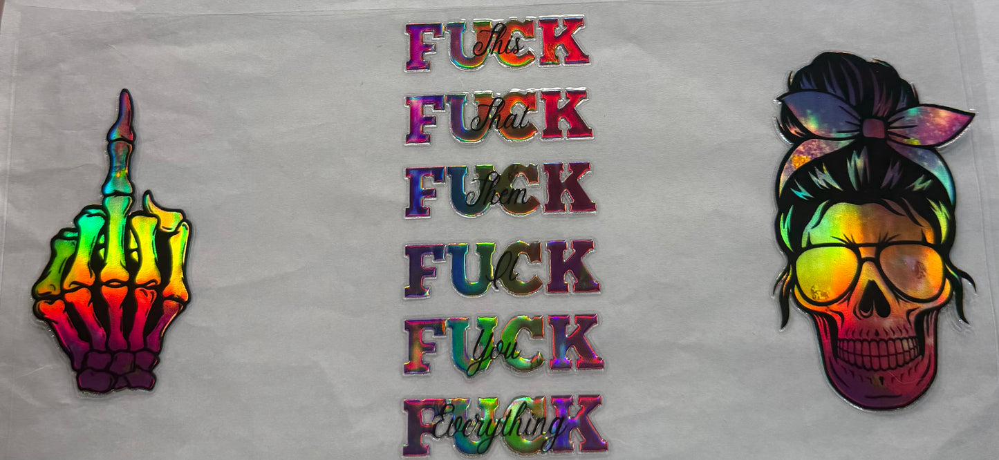 uvdtf  transfer wrap holo skull hand fuck