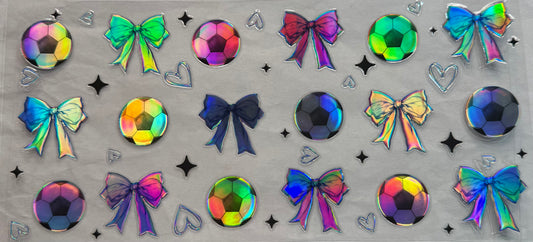 uvdtf  transfer wrap holo soccer balls with bows