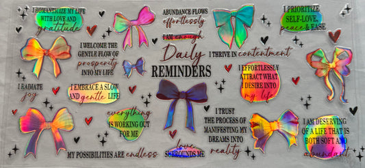 uvdtf  transfer wrap holo daily reminders with bow
