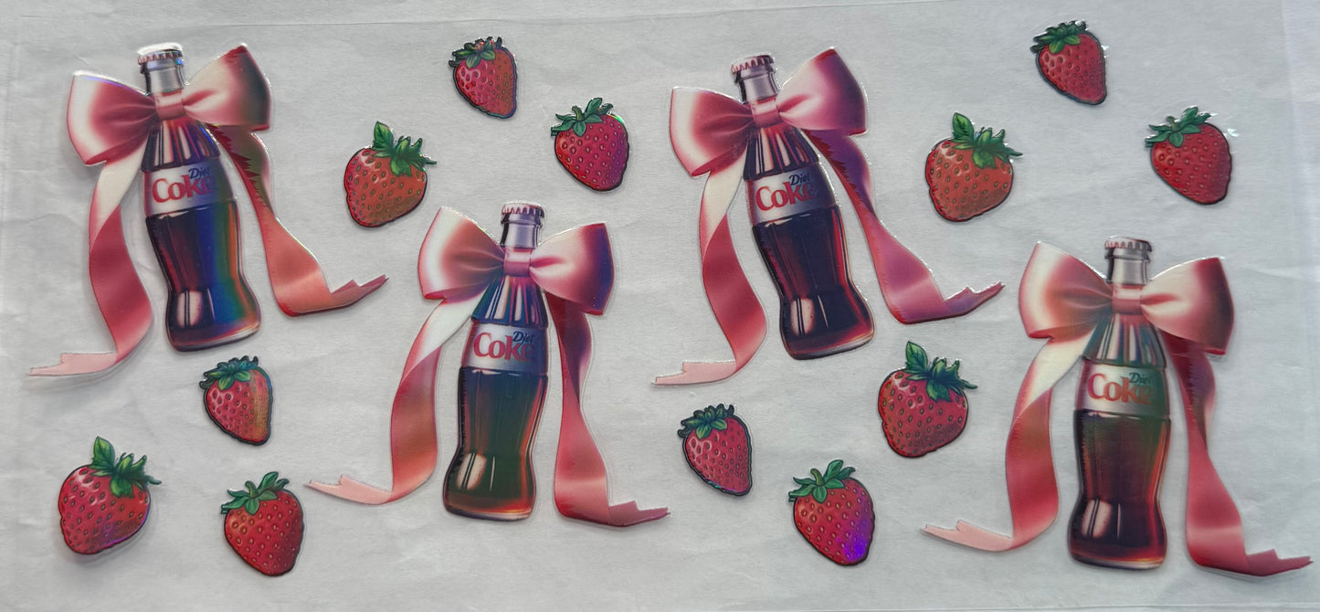uvdtf  transfer wrap Diet Coke strawberry bow  drink