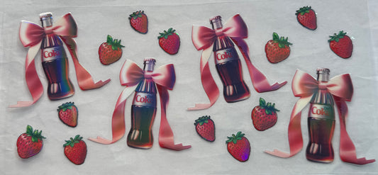 uvdtf  transfer wrap Diet Coke strawberry bow  drink