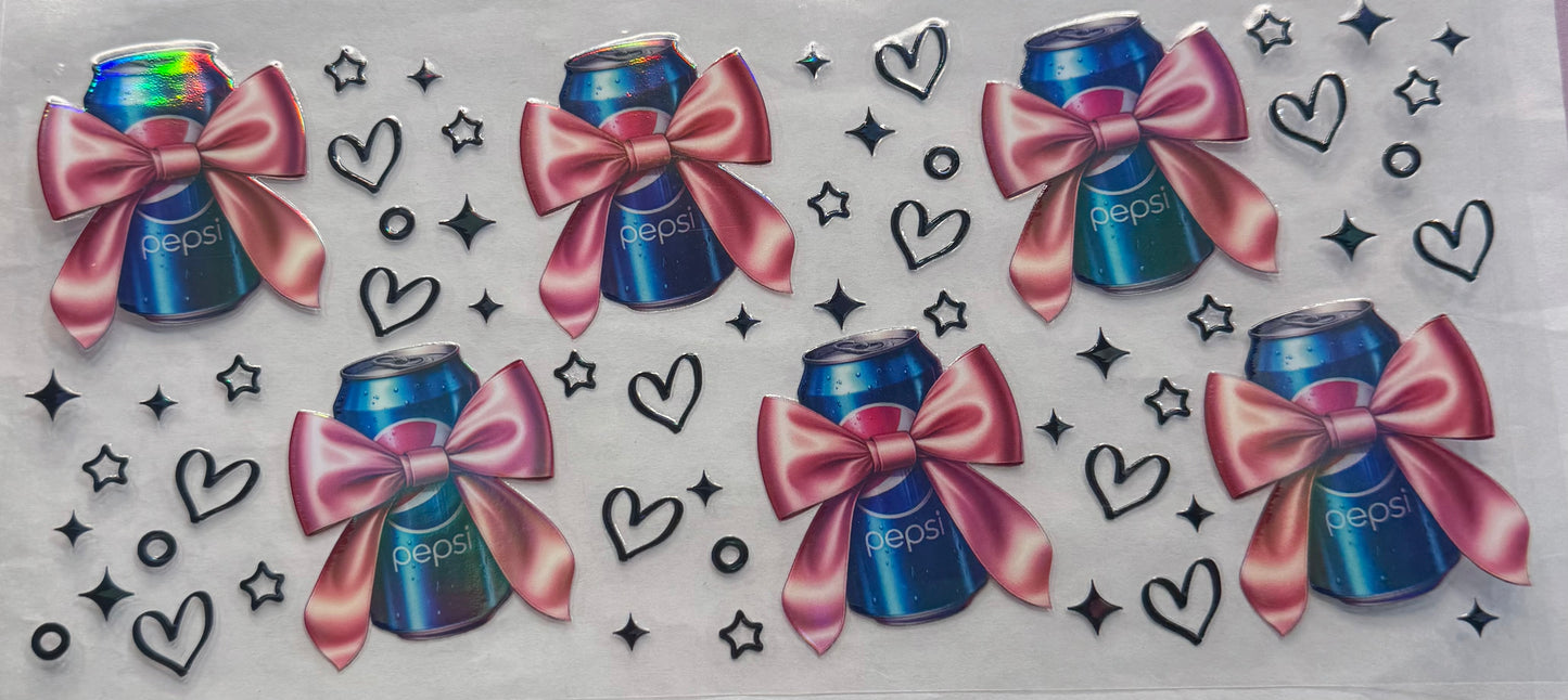 uvdtf  transfer wrap holo Pepsi hearts bow