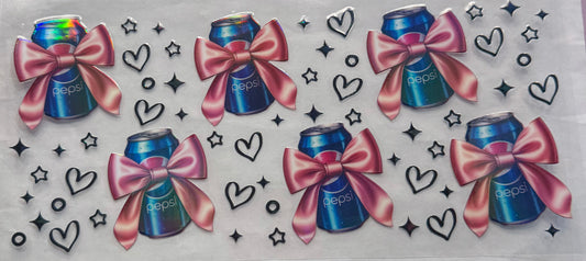uvdtf  transfer wrap holo Pepsi hearts bow